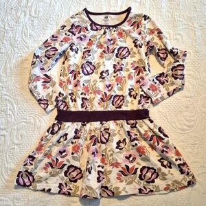 Tea Collection girls size 6 drop waist long sleeve dress floral print EUC